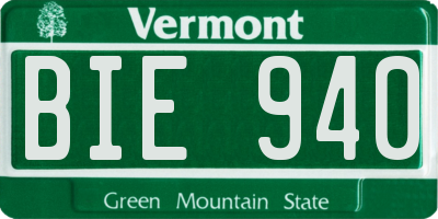 VT license plate BIE940