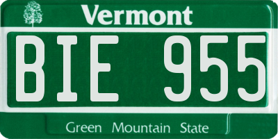 VT license plate BIE955