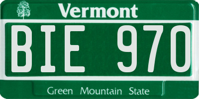 VT license plate BIE970