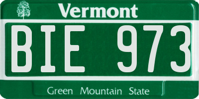 VT license plate BIE973