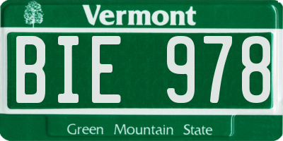 VT license plate BIE978