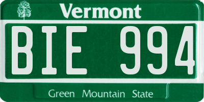 VT license plate BIE994