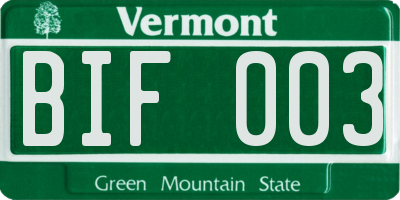 VT license plate BIF003