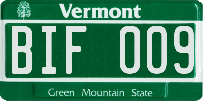 VT license plate BIF009