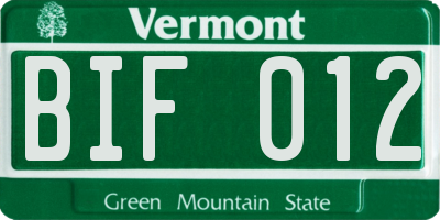 VT license plate BIF012