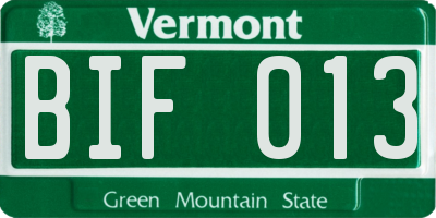 VT license plate BIF013