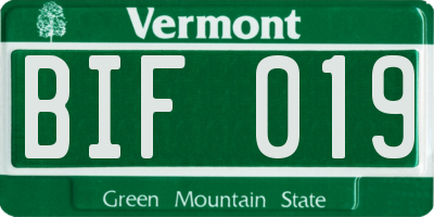 VT license plate BIF019