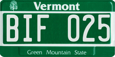 VT license plate BIF025