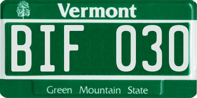 VT license plate BIF030