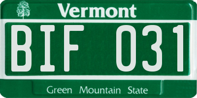 VT license plate BIF031