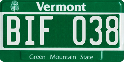 VT license plate BIF038