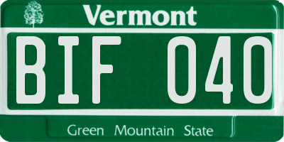 VT license plate BIF040