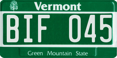 VT license plate BIF045