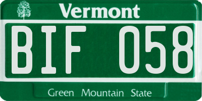 VT license plate BIF058