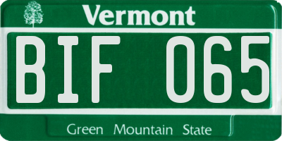 VT license plate BIF065