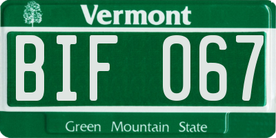 VT license plate BIF067