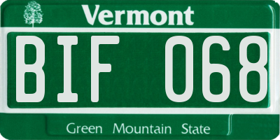 VT license plate BIF068