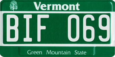 VT license plate BIF069