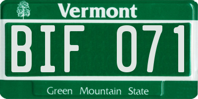 VT license plate BIF071