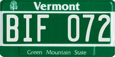 VT license plate BIF072