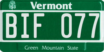 VT license plate BIF077