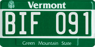 VT license plate BIF091
