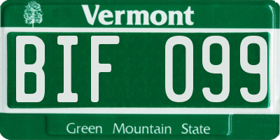 VT license plate BIF099