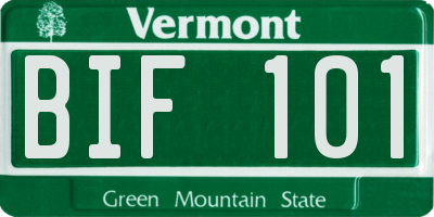VT license plate BIF101