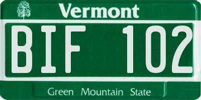 VT license plate BIF102