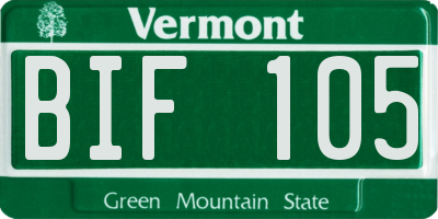 VT license plate BIF105