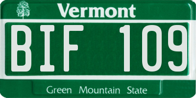 VT license plate BIF109
