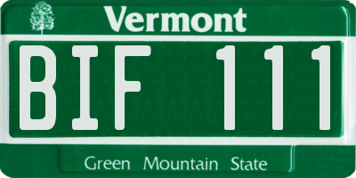 VT license plate BIF111