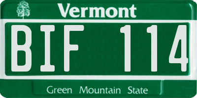 VT license plate BIF114