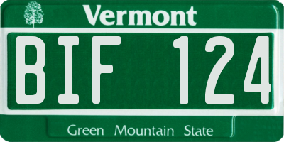 VT license plate BIF124