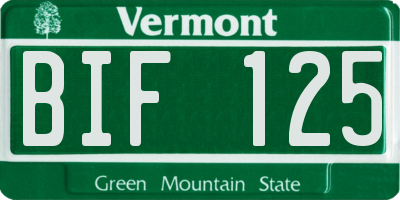 VT license plate BIF125
