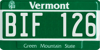 VT license plate BIF126
