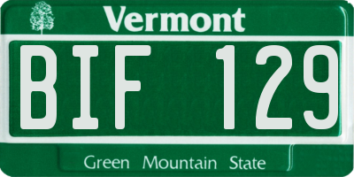 VT license plate BIF129