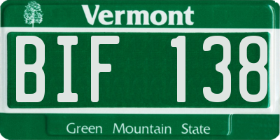 VT license plate BIF138