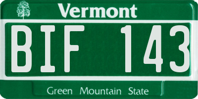 VT license plate BIF143