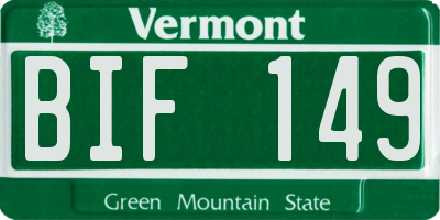 VT license plate BIF149