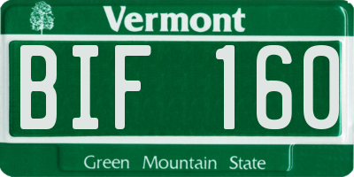 VT license plate BIF160