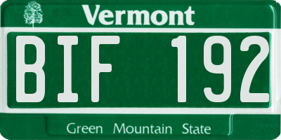 VT license plate BIF192
