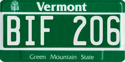 VT license plate BIF206