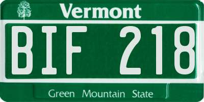 VT license plate BIF218