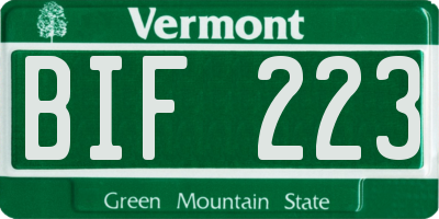 VT license plate BIF223