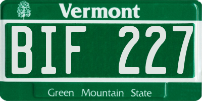 VT license plate BIF227