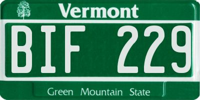 VT license plate BIF229