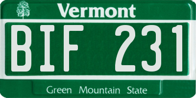 VT license plate BIF231