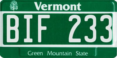 VT license plate BIF233
