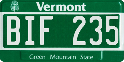 VT license plate BIF235